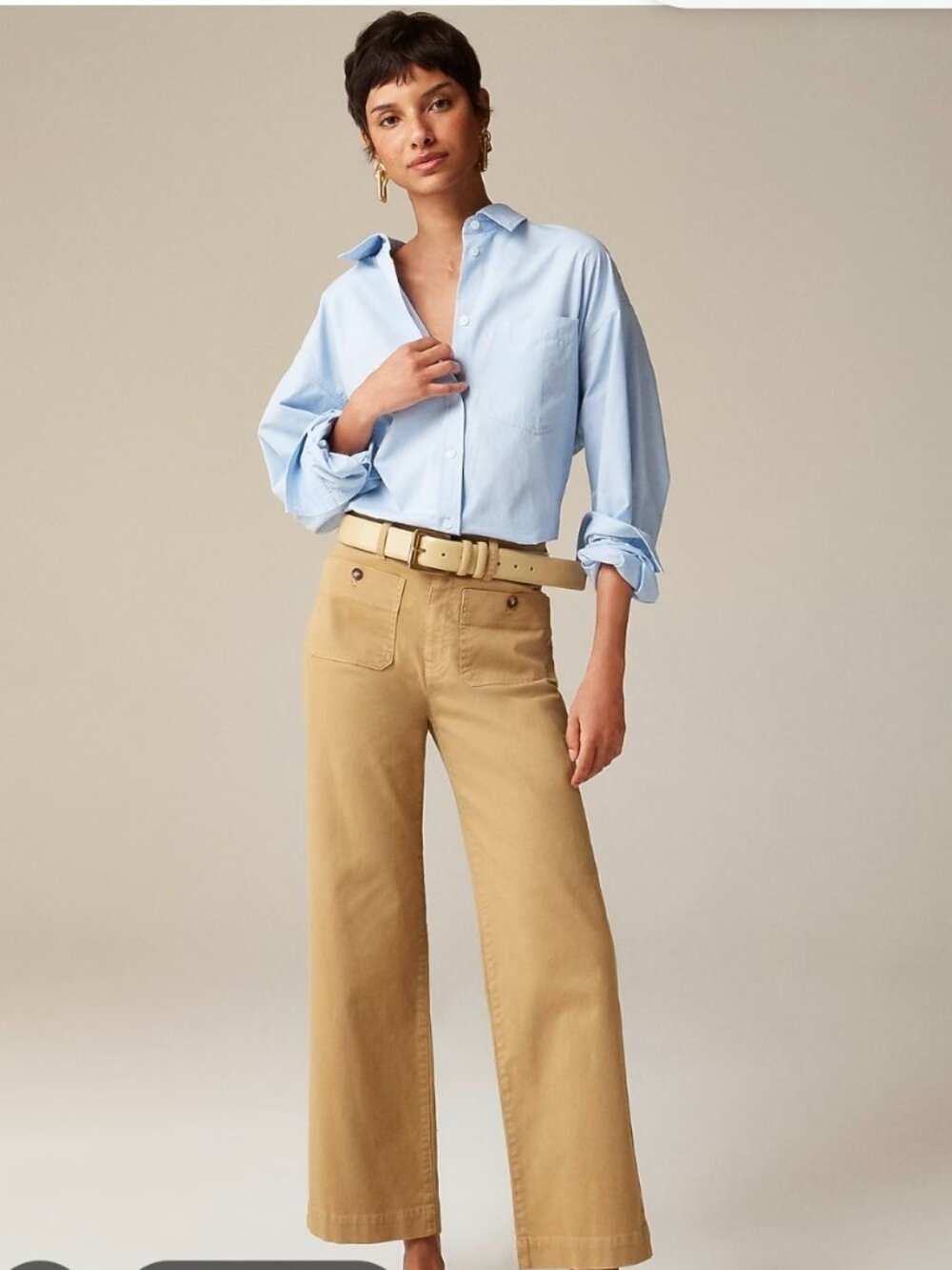 J Crew Sailor Slim Wide Leg Chino Tan Pants Size 28